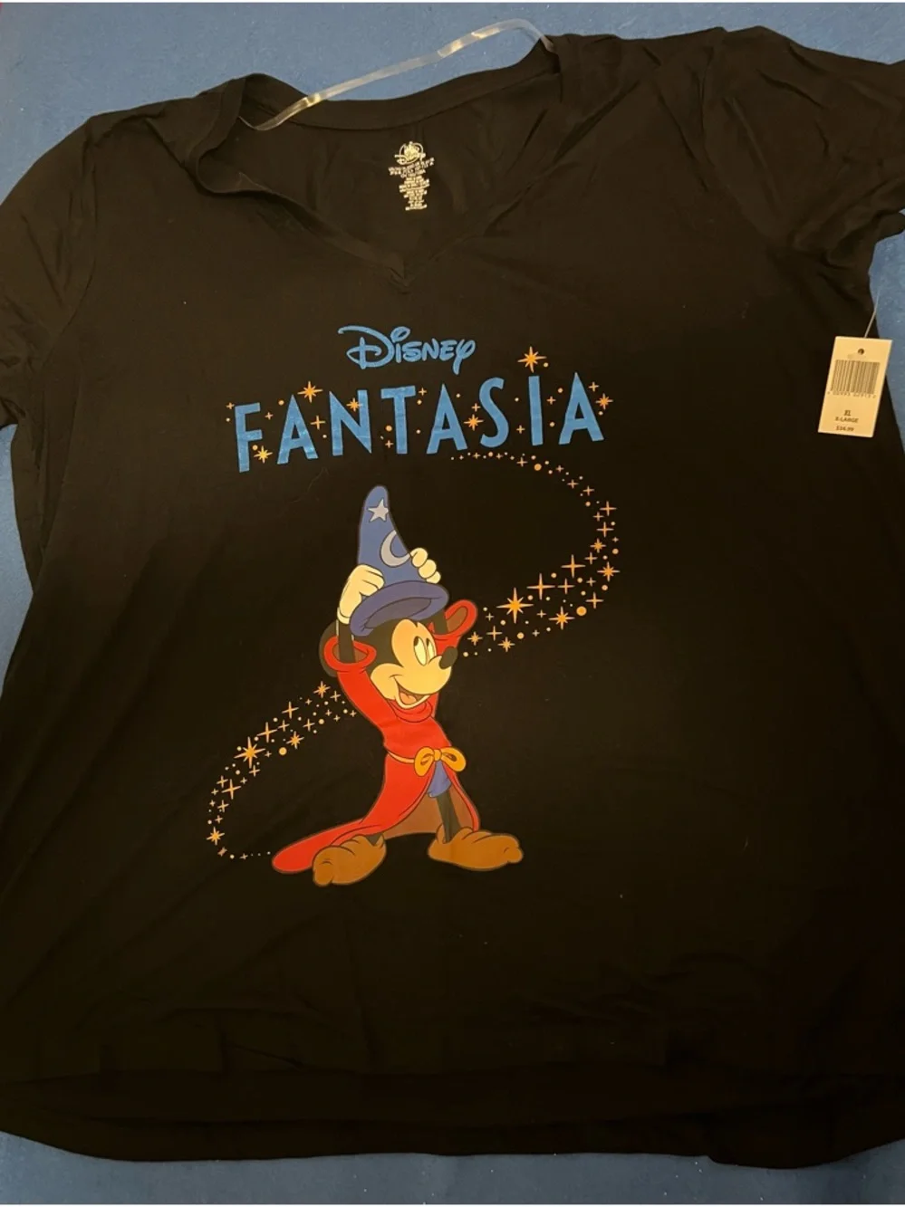 NWT 2026 Disneyland Park's XL Fantasia Mickey Sorcerer V-Neck Graphic Tee - Picture 2 of 6